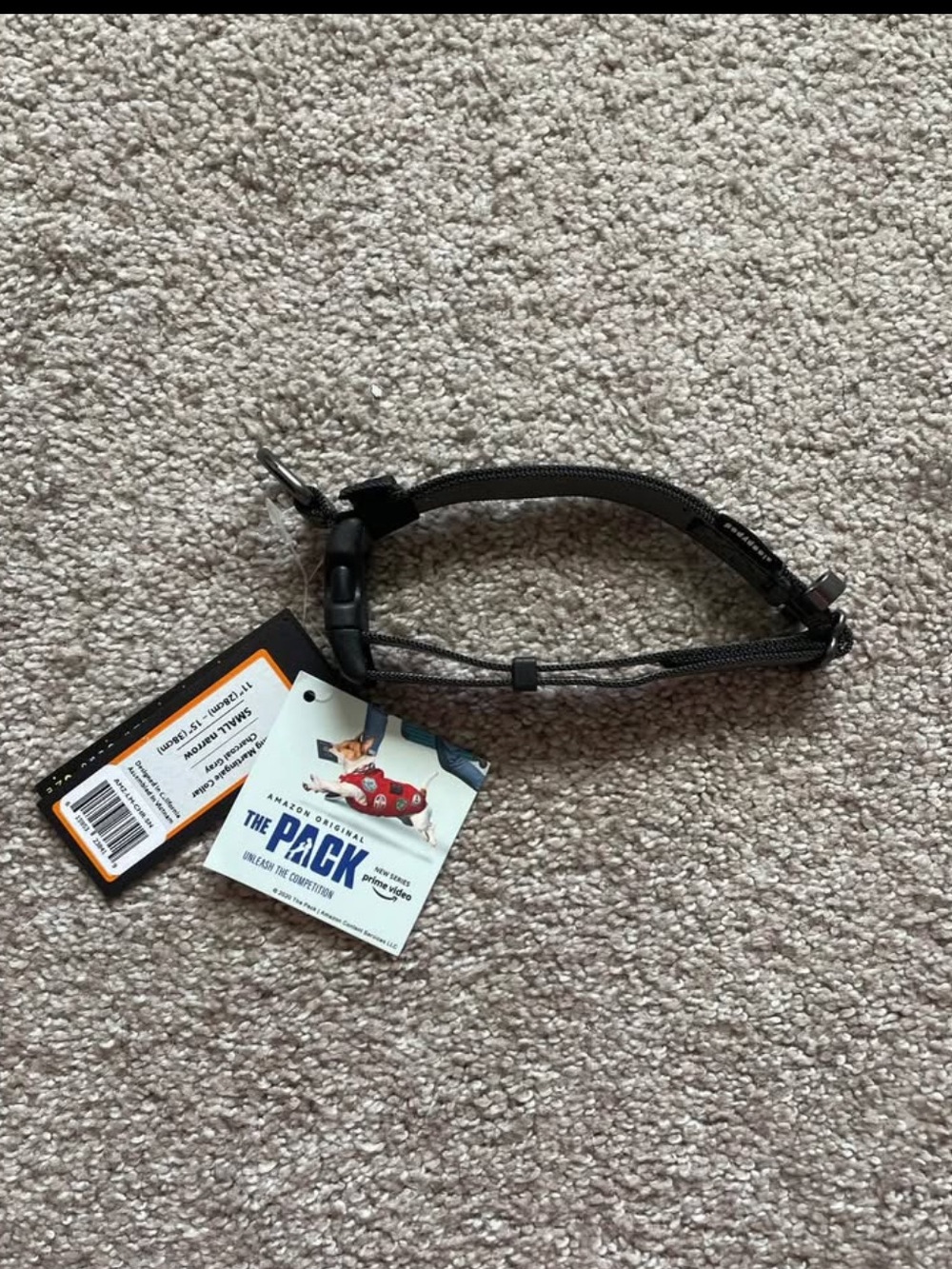 Reflective Black Dog Collar - 11”-15”